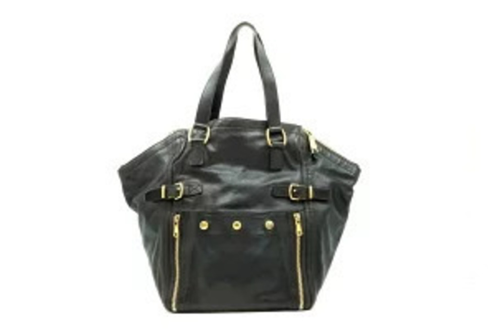 Saint Laurent Rive Gauche Downtown Tote Leather 2Way Shoulder Bag Brown